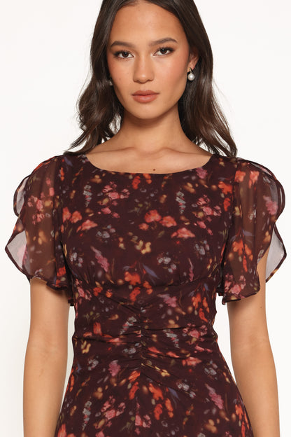 Magdalena Maxi Dress - Plum Blurred Floral