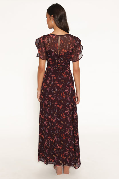 Magdalena Maxi Dress - Plum Blurred Floral