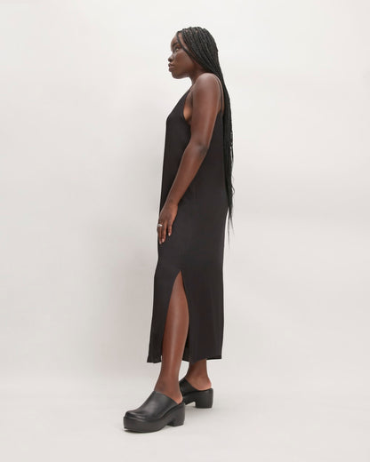 The Hammered Satin Slip Dress | Black