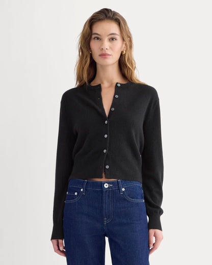 Cashmere Cropped Cardigan | Black