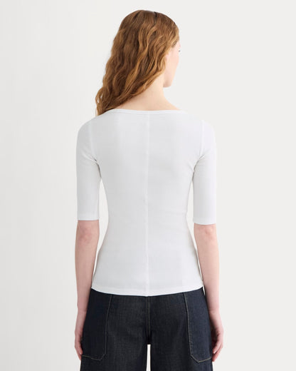The Luxe Rib Scoop-Neck Tee | White