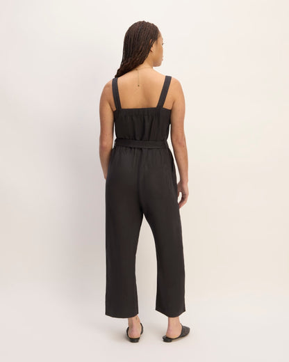 The Linen Side-Button Jumpsuit | Black