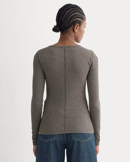 The Luxe Rib Long-Sleeve Crew | Washed Heathered Fatigue