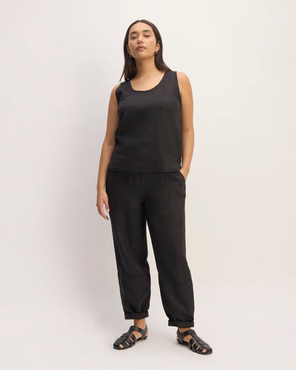 The Scoop Tank in Linen | Black