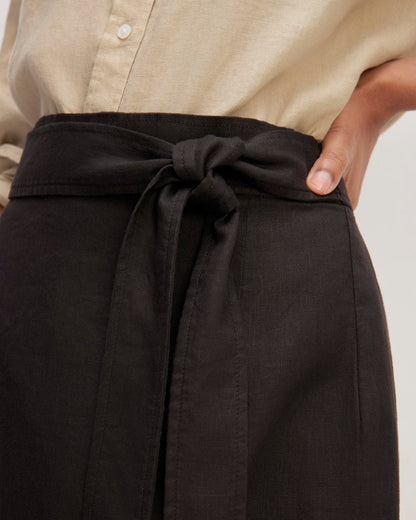 The Linen Wrap Skirt | Black