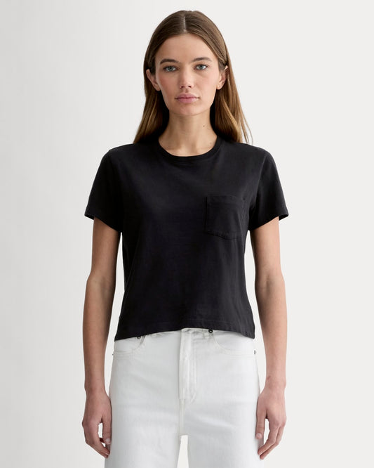The Box-Cut Tee in Essential Cotton | Black | Pocket