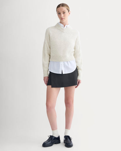 Cropped Cocoon Sweater in Alpaca | Almond