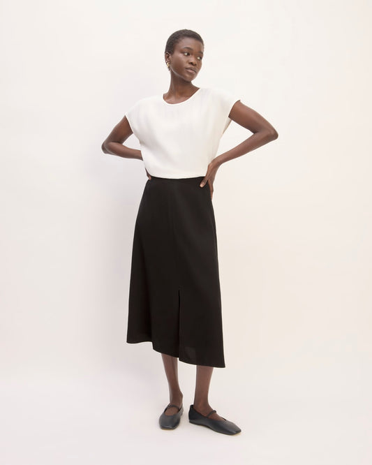 The Mini Jacquard Stripe Slip Skirt | Black