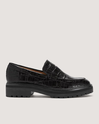 The Lug Loafer | Black Crocodile
