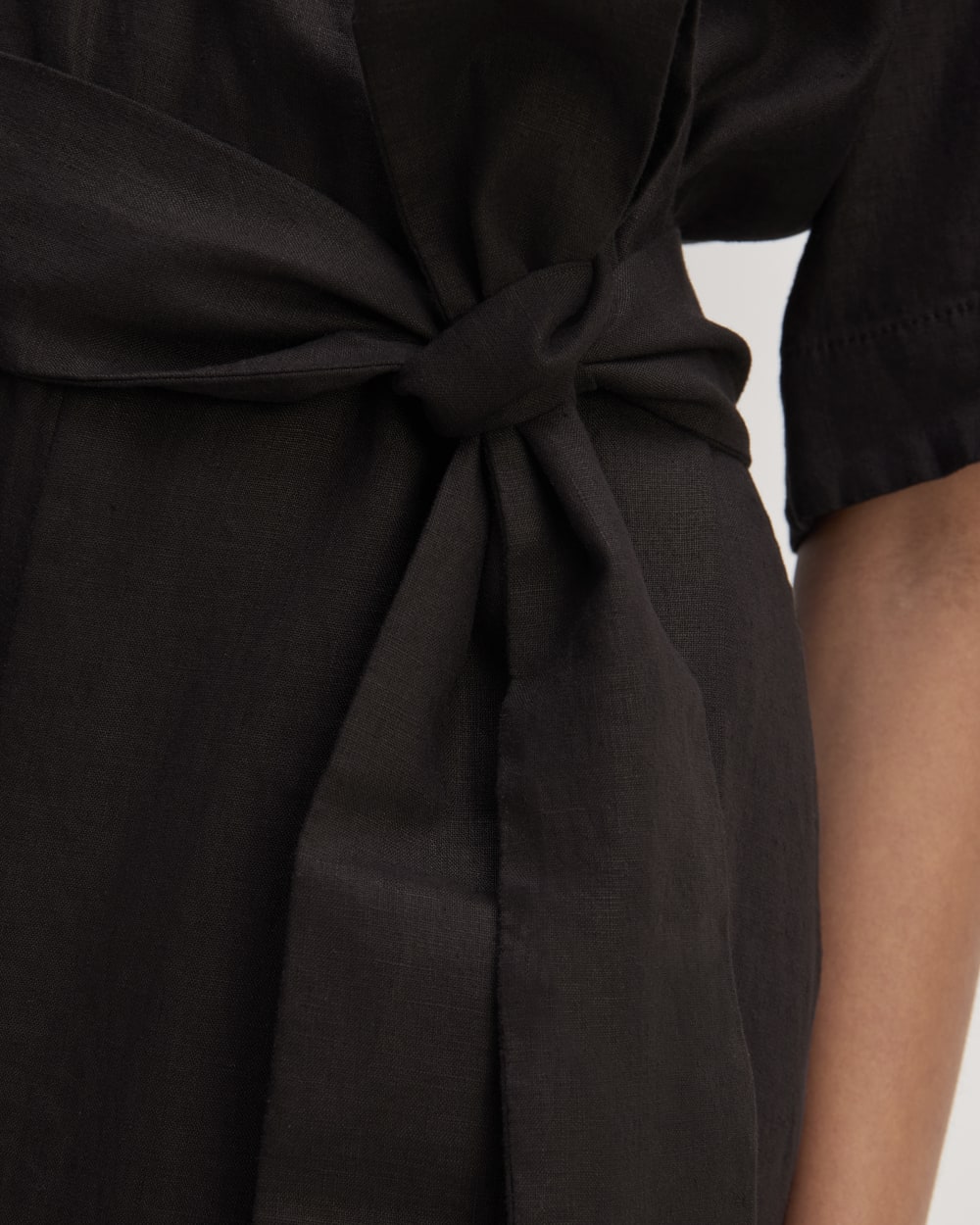 The Wrap Jumpsuit in Linen | Black