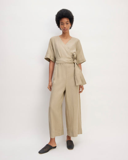 The Wrap Jumpsuit in Linen | Trench Coat Khaki