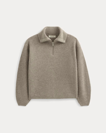 The Half-Zip Sweater in Luxe Merino | Heather Soft Taupe