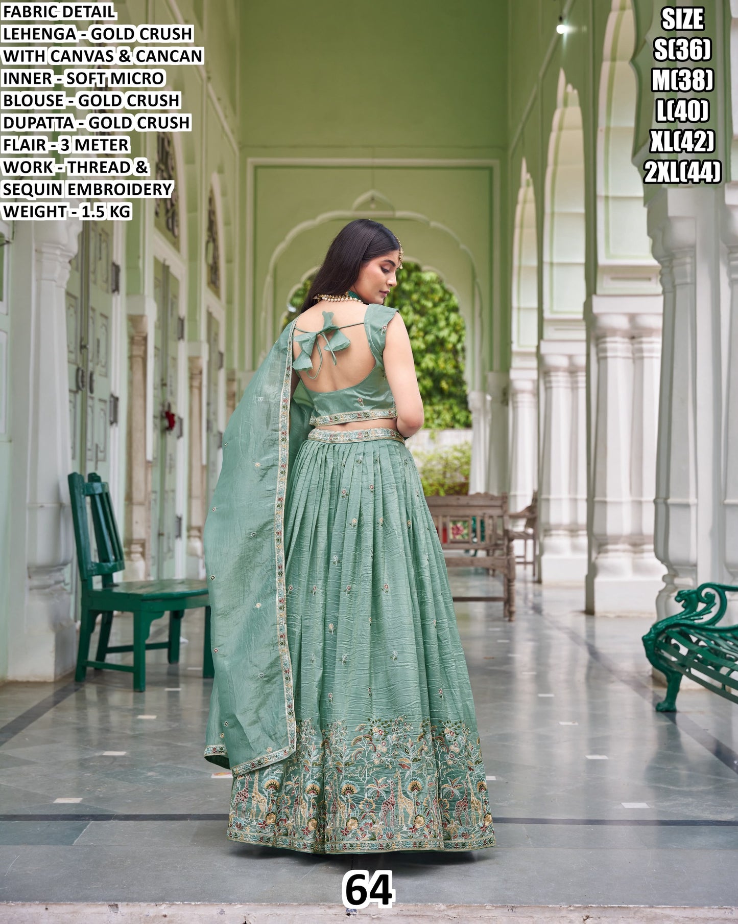 Sea Green Embroidered Designer Lehenga Choli Set with Dupatta