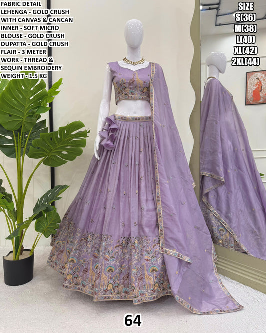 Sea Green Embroidered Designer Lehenga Choli Set with Dupatta Lavender
