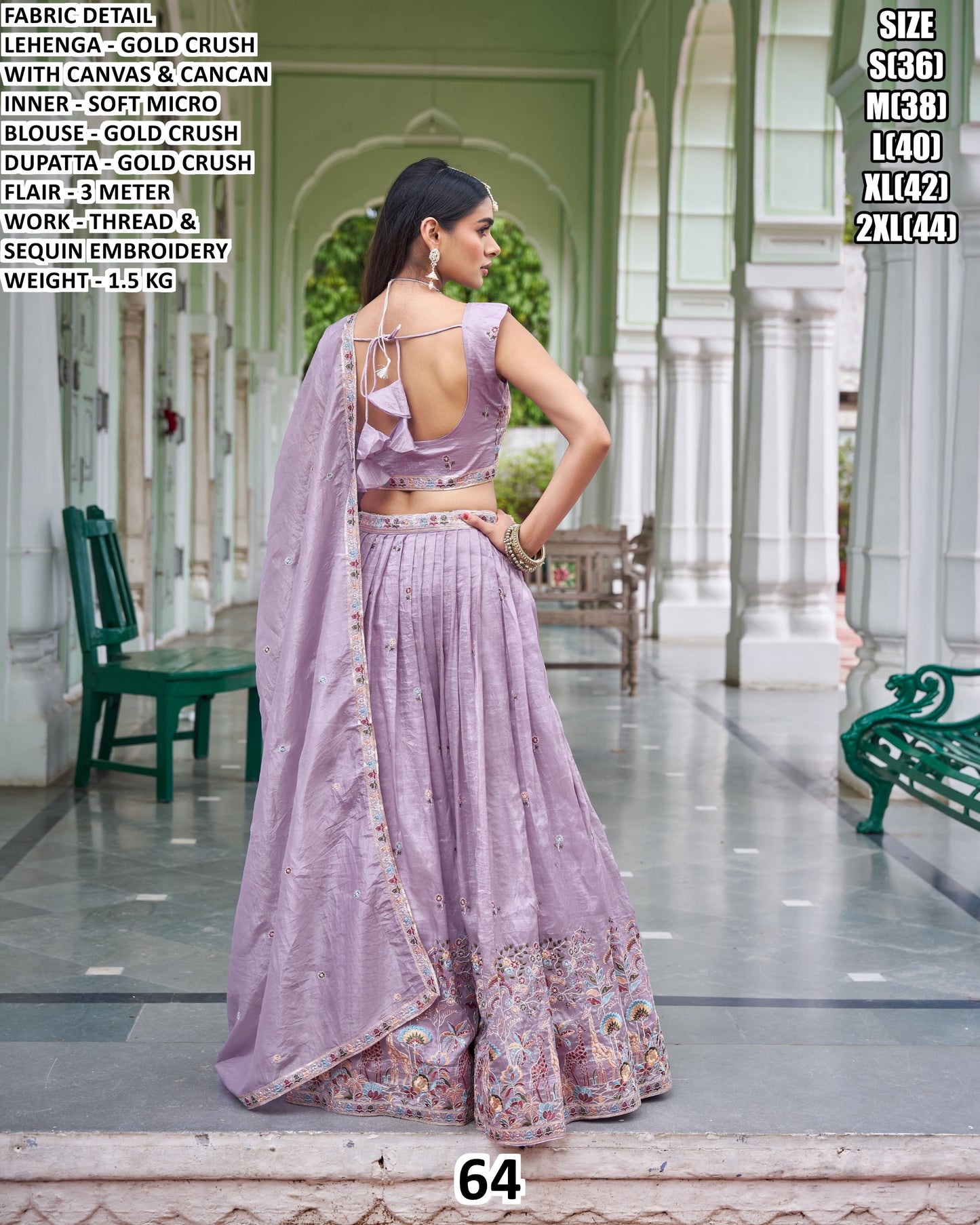 Sea Green Embroidered Designer Lehenga Choli Set with Dupatta Lavender