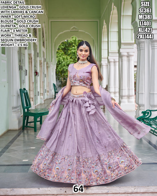 Sea Green Embroidered Designer Lehenga Choli Set with Dupatta Lavender