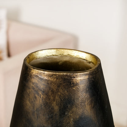 Gold Leaf Sculpted Flower Vase For Floor