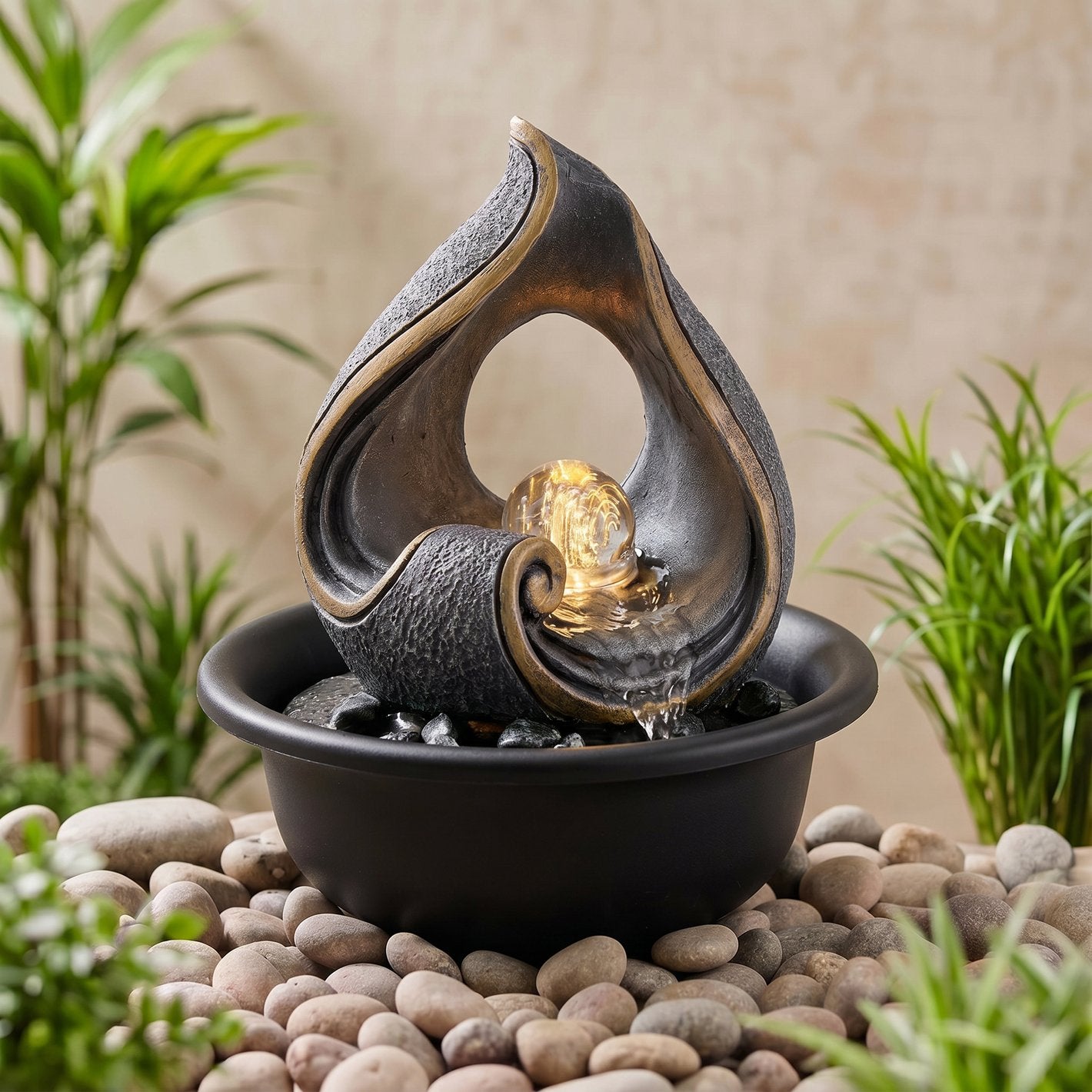 Corsica Alpine Polyresin LED Rotating Ball Water Fountain - 25.5x25cm