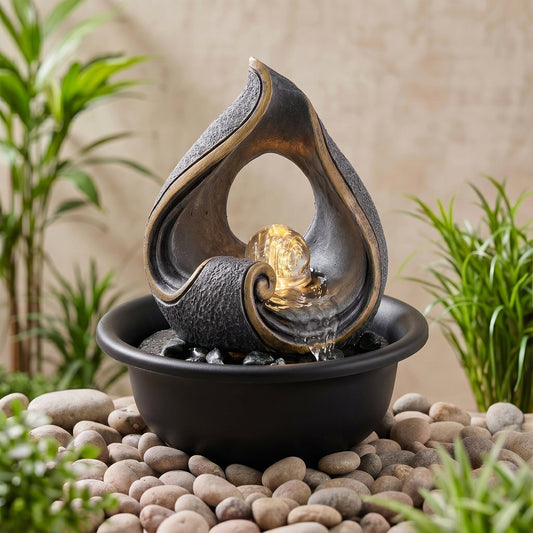 Corsica Alpine Polyresin LED Rotating Ball Water Fountain - 25.5x25cm
