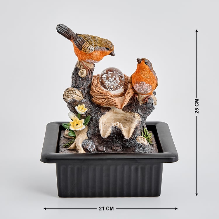 Corsica Alpine Polyresin Mini Birds with LED Rotating Ball Water Fountain - 21x25cm