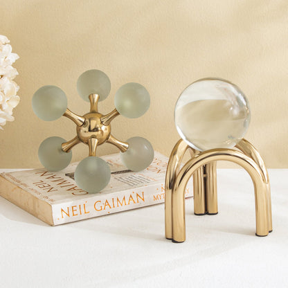 Grantley Opt Stravia Metal and Glass Ball Spokes Table Accent