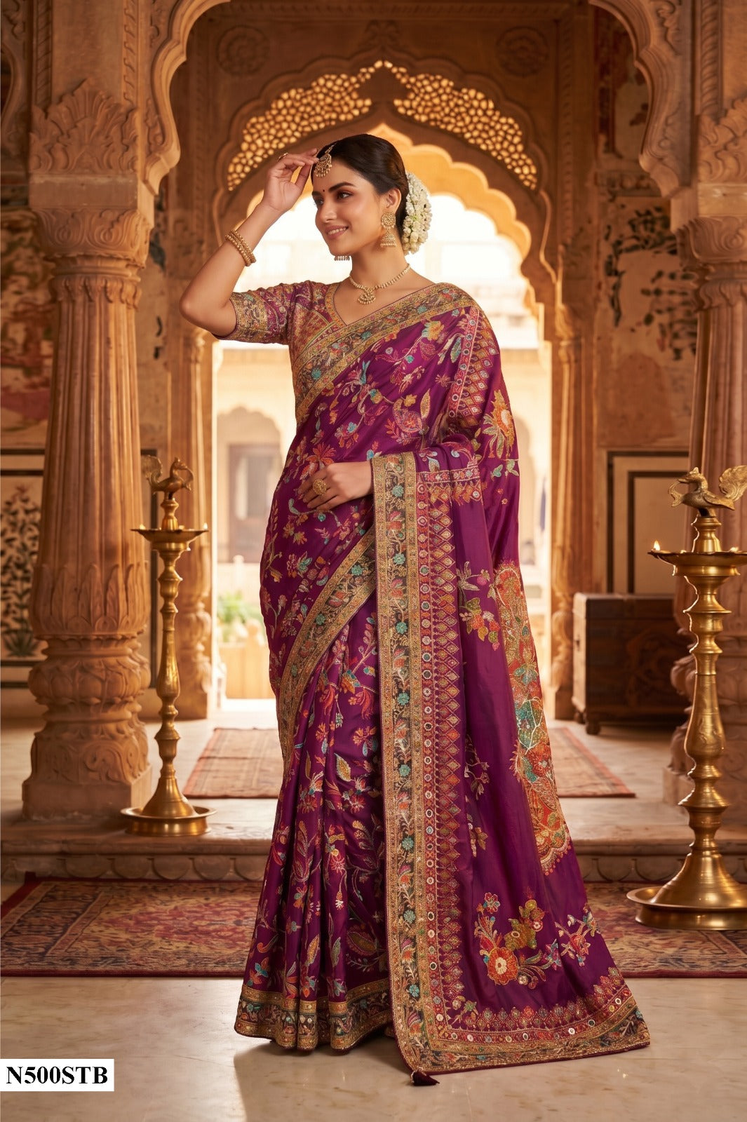 Crape Silk Rajwadi Saree