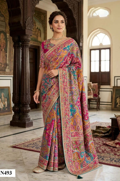 Crape Silk Aari Work Saree