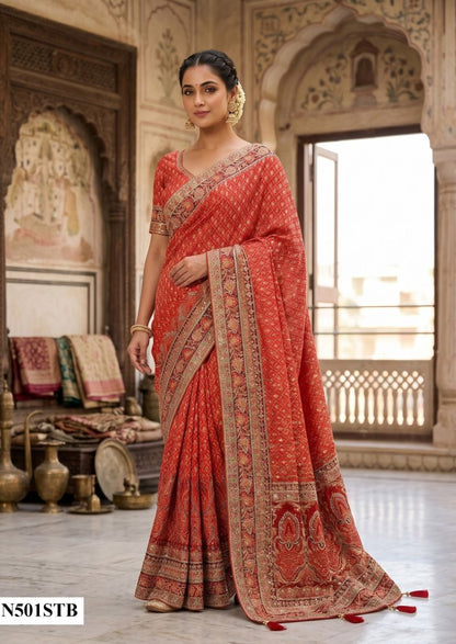 Crape Silk Aari Work Saree