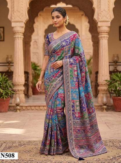 Crape Silk Aari Work Saree