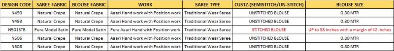 Crape Silk Aari Work Saree