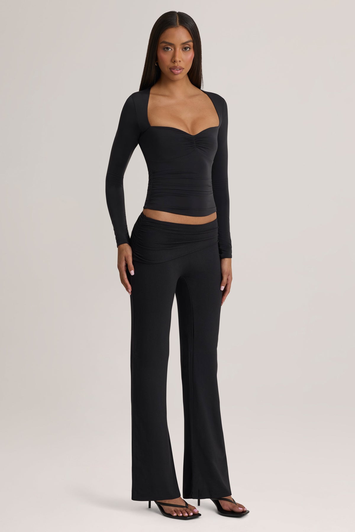 Modal Mid-Rise Trousers in Black
