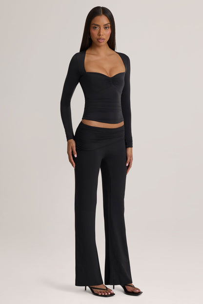 Modal Mid-Rise Trousers in Black