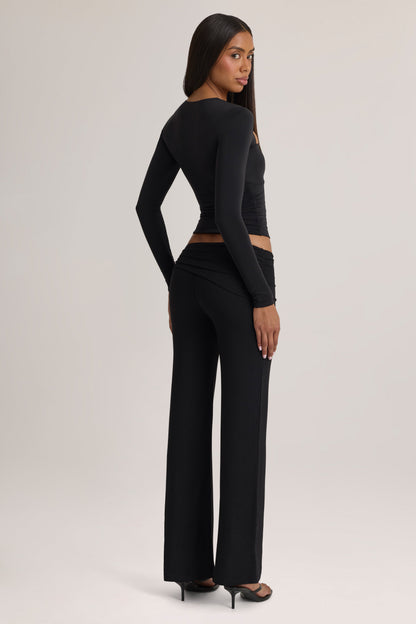 Modal Mid-Rise Trousers in Black