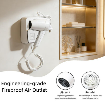 Electric 1200W Low Noise Wall-Mounted Professional DC Motor Negative Ionic Hair Dryer 2 Speeds 75m3/h Airflow