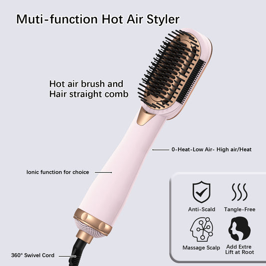 Muti-function One Step Hot Air Brush Styler Hair Straight Comb Salon Hair Dryer Brush 360 Degree Swivel Cord