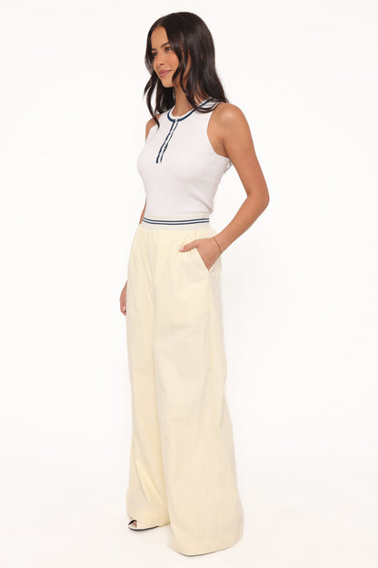 Adam Wide Leg Pant - Pale Yellow
