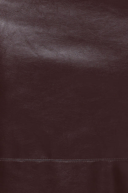 Koda Faux Leather Column Skirt - Burgundy