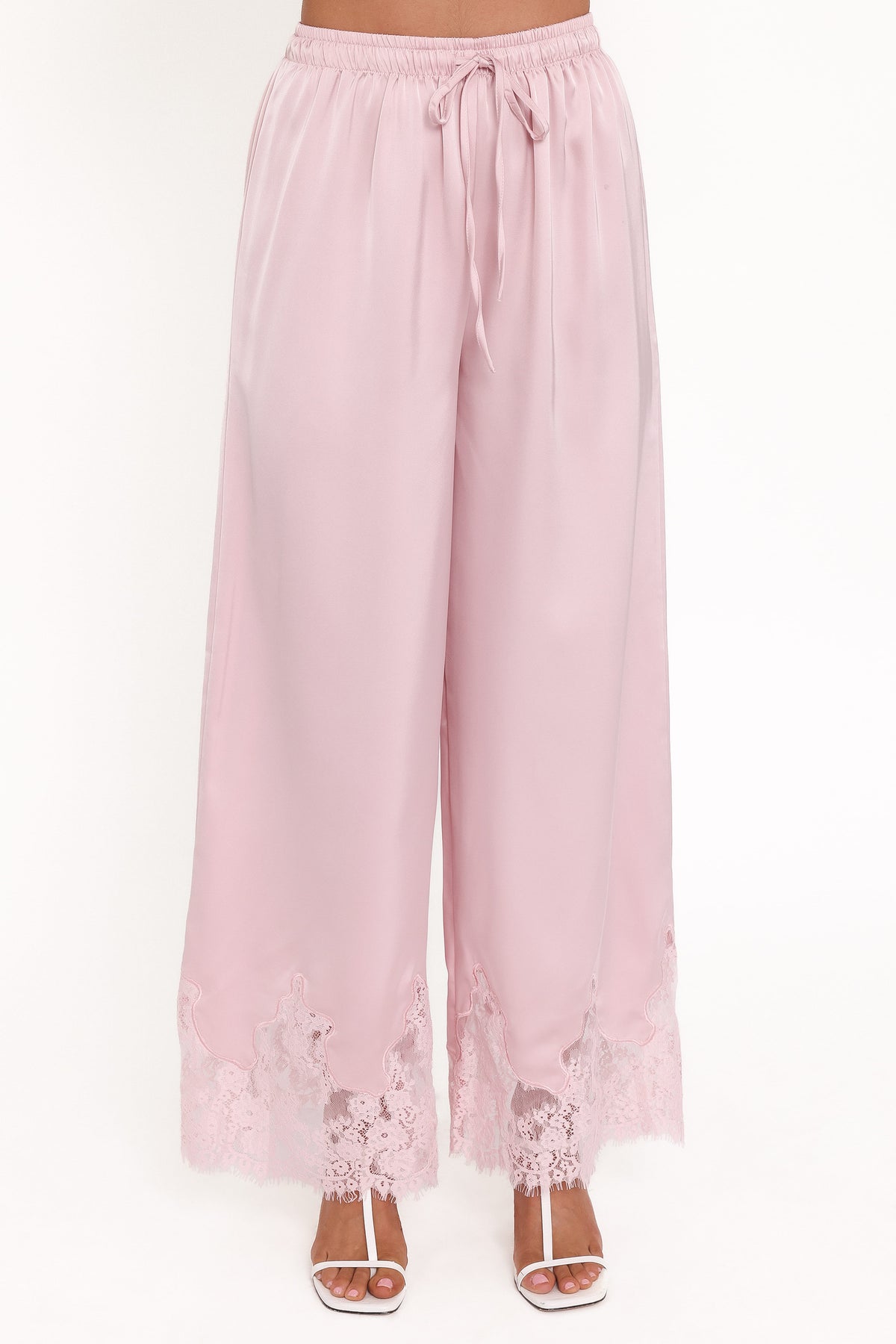Viola Drawstring Wide Leg Pant - Pale Pink