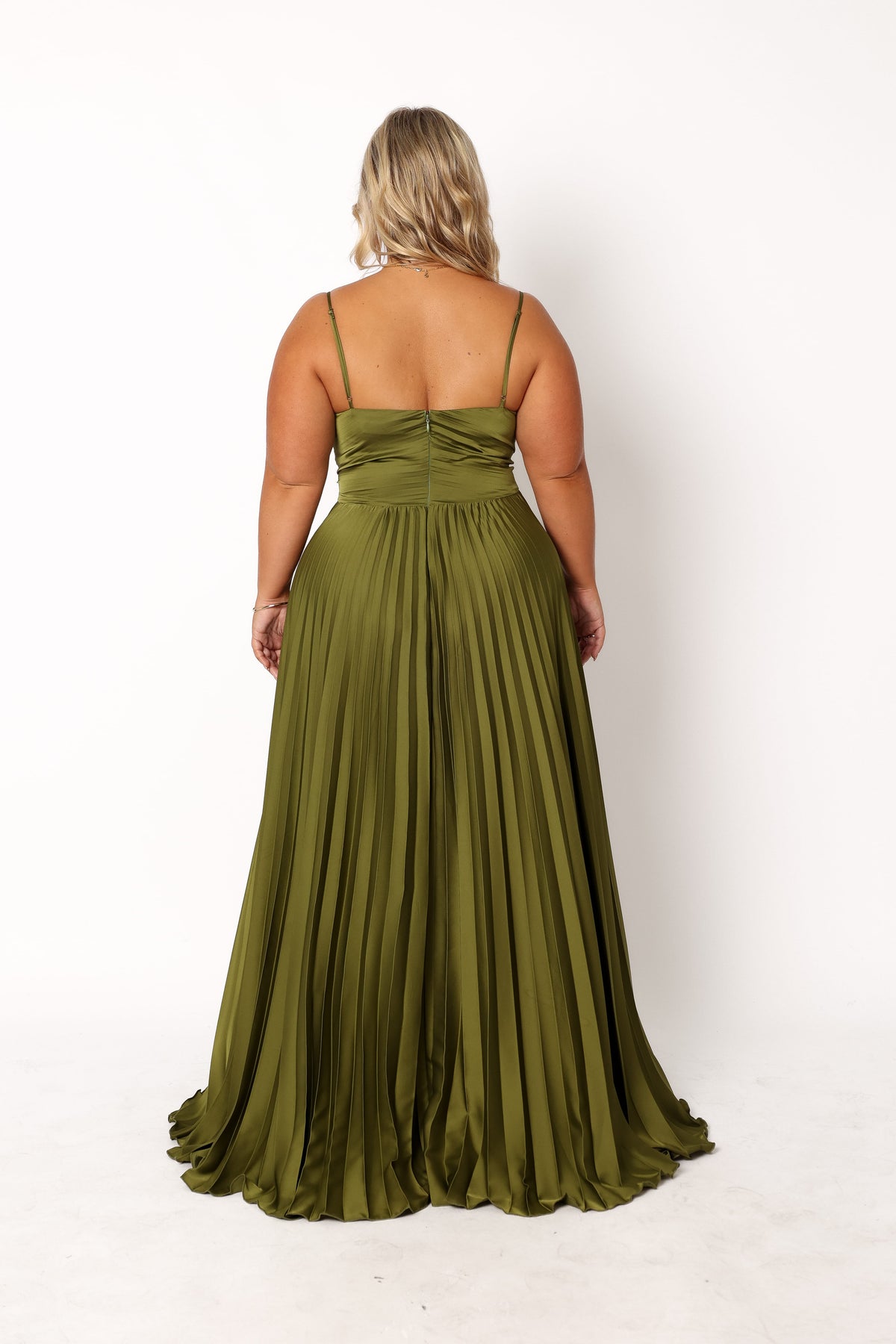 Naira Pleated Maxi Dress - Palm Green
