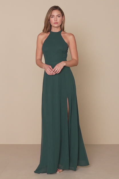 Confidently Charismatic Black Backless Halter Maxi Dress