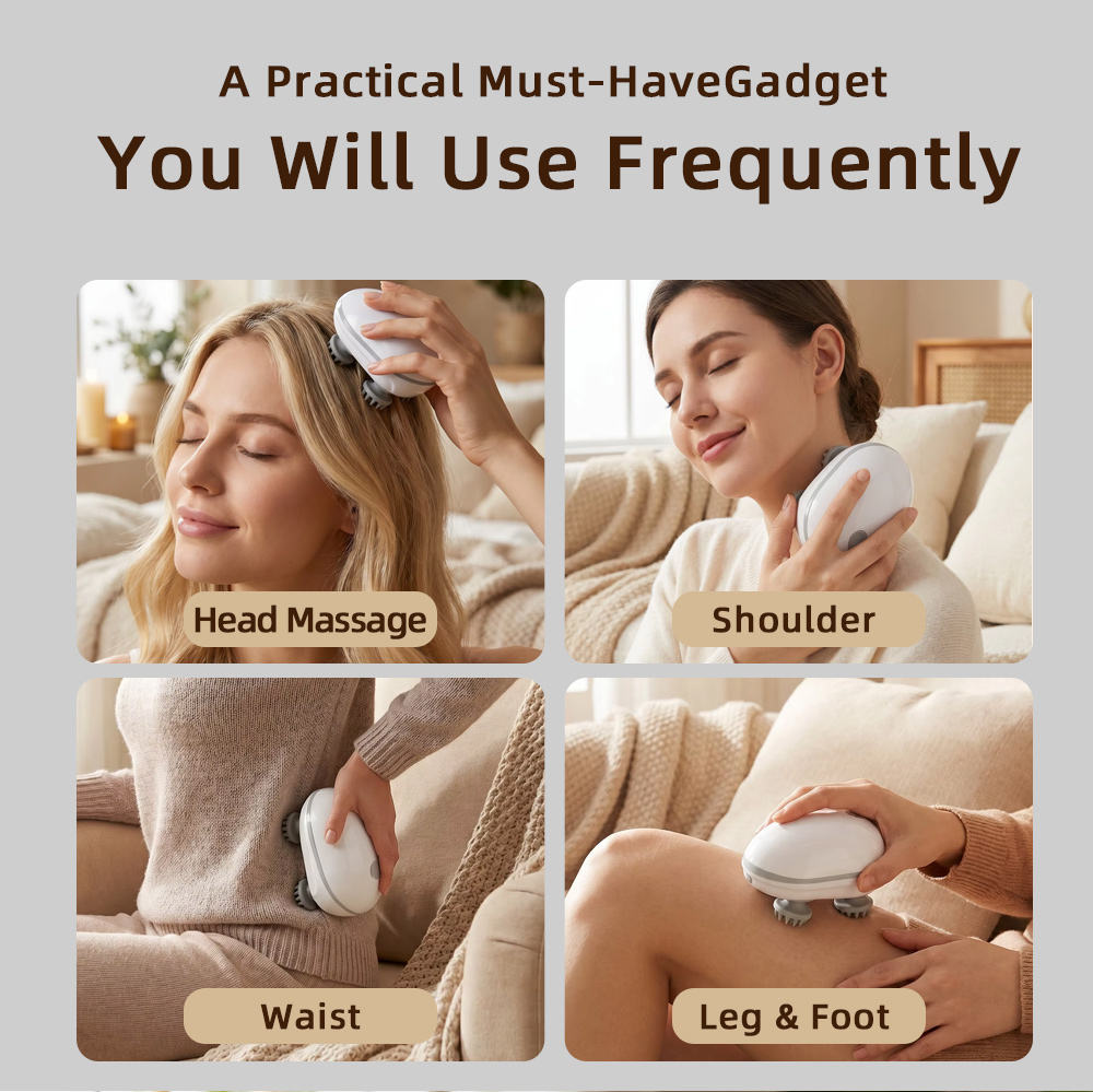Multi-Purpose Electric Head Massage Device, Portable Handheld Massager for Head, Neck & Shoulder All-Around Daily Massage Care | Scalp &amp; Head Care