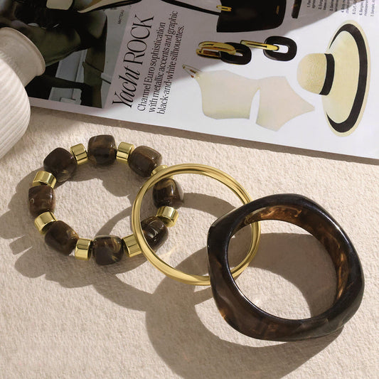 Estate Marbled Stack Bangle Bracelet – Elegant Vintage-Inspired Fashion Jewelry
