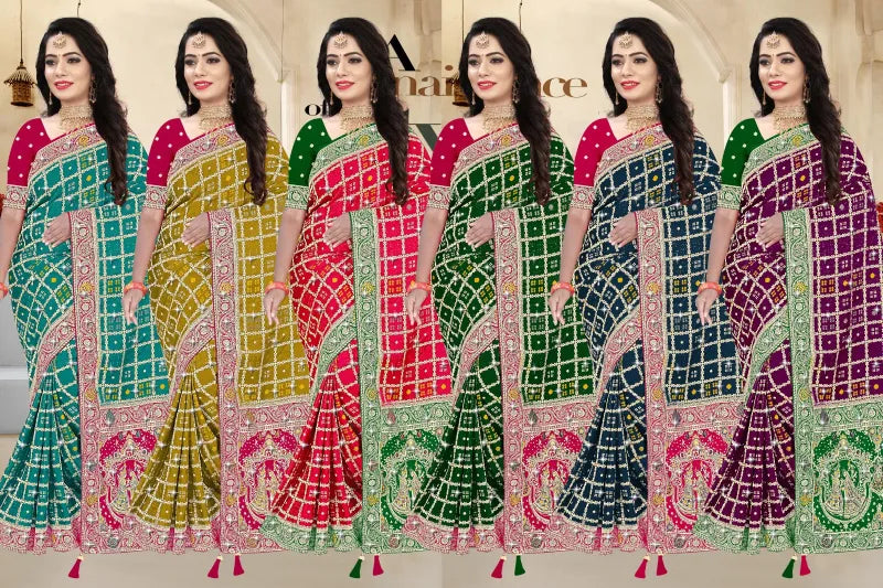 Satin Contrast Pallu Saree with Swarovski Detailing