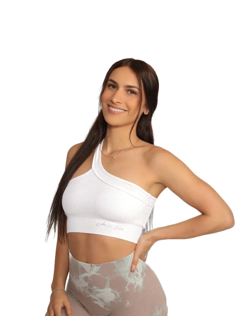 Ribbed One - Shoulder Sports Bra