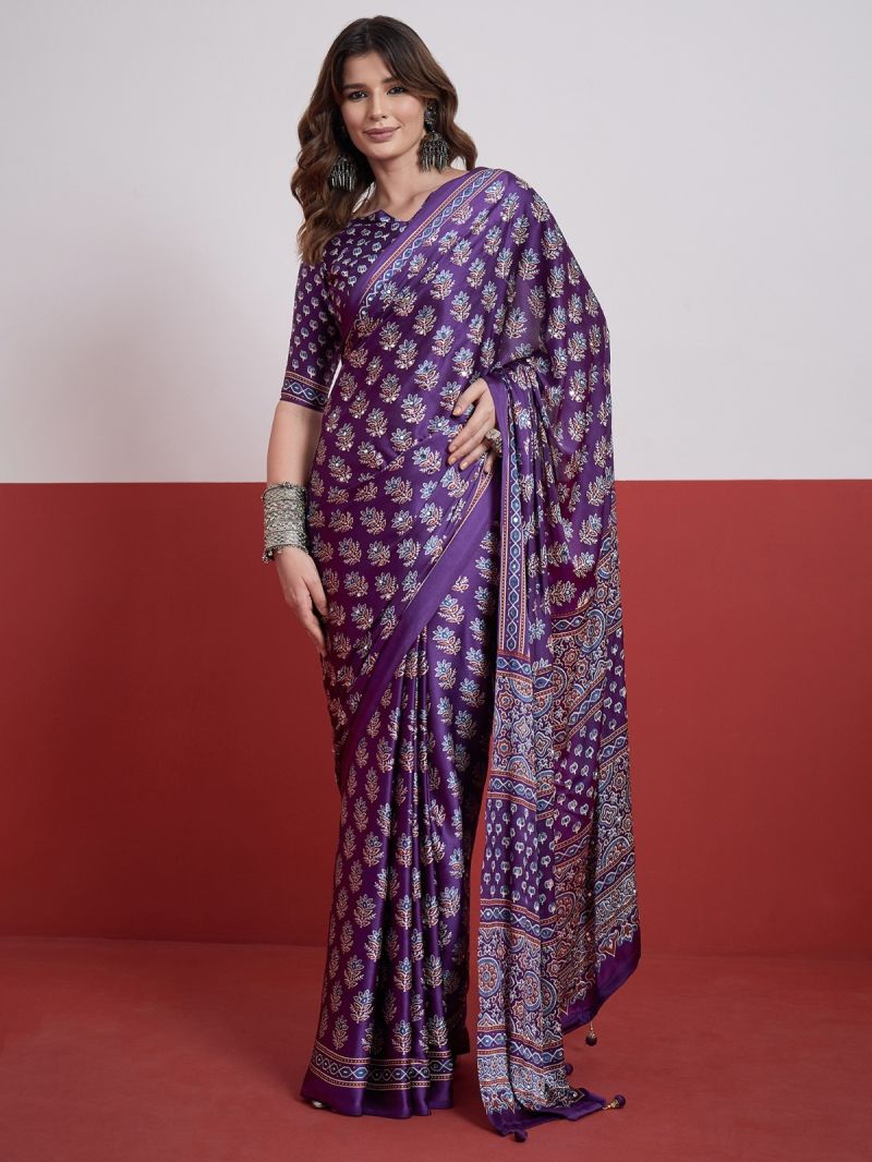 Semi-Modal Mirror & Tassel Work Saree