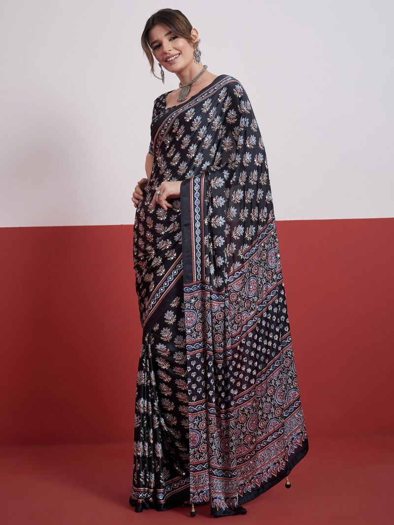 Semi-Modal Mirror & Tassel Work Saree