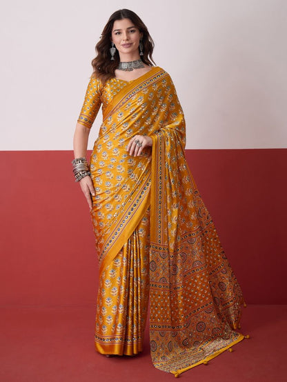 Semi-Modal Mirror & Tassel Work Saree