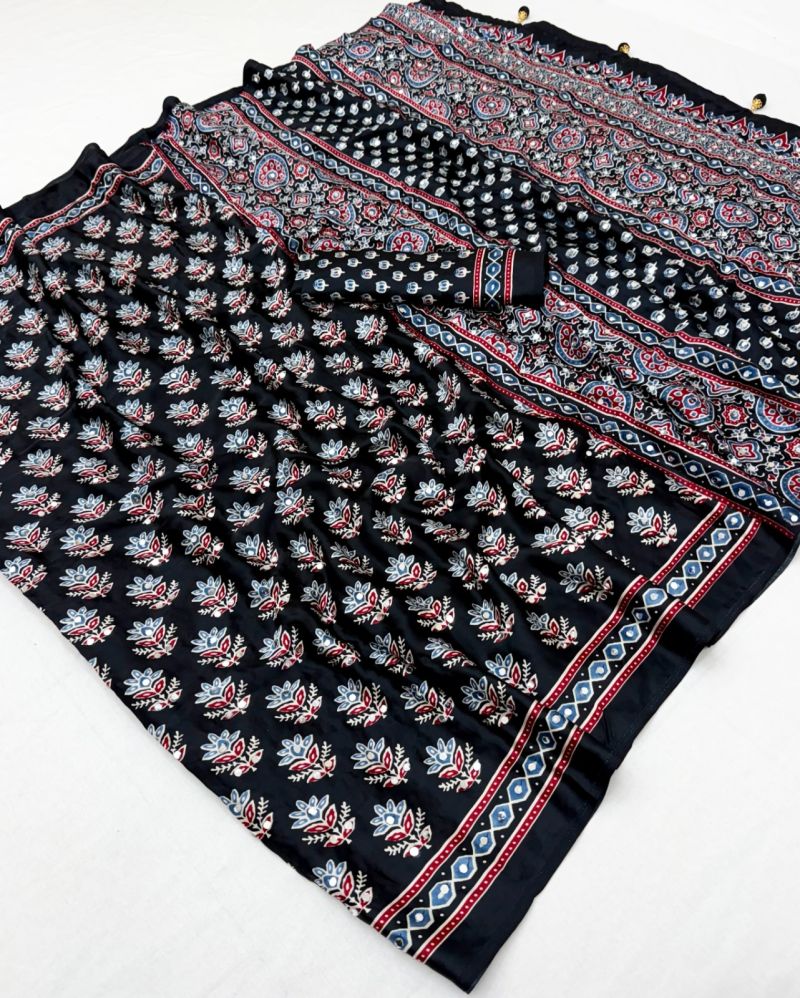 Semi-Modal Mirror & Tassel Work Saree