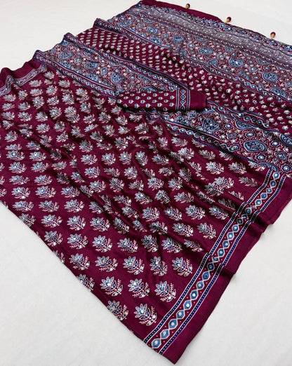 Semi-Modal Mirror & Tassel Work Saree