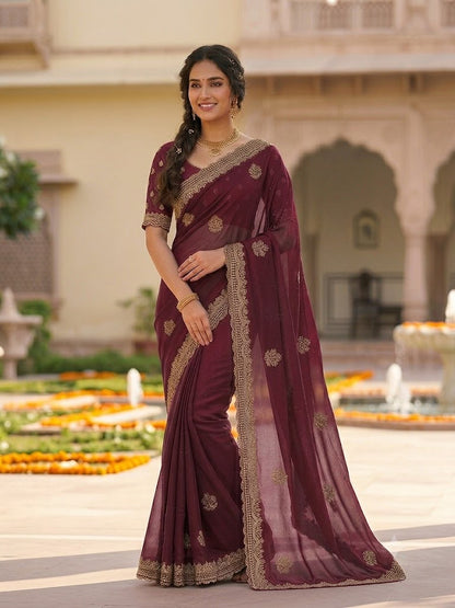 Star Georgette Embroidery Designer Saree